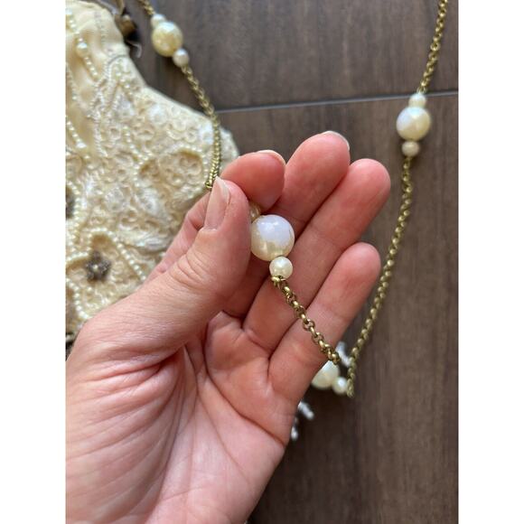 VTG Wayne M. Kleski Cream White Beaded Small Flapper Style Crossbody Purse - Picture 4 of 9